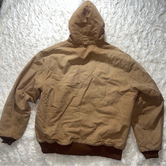 Vintage 90s Brown Carhartt Jacket Workwear Duck Canvas Hoodie Jacket Made in USA - Picture 4 of 6